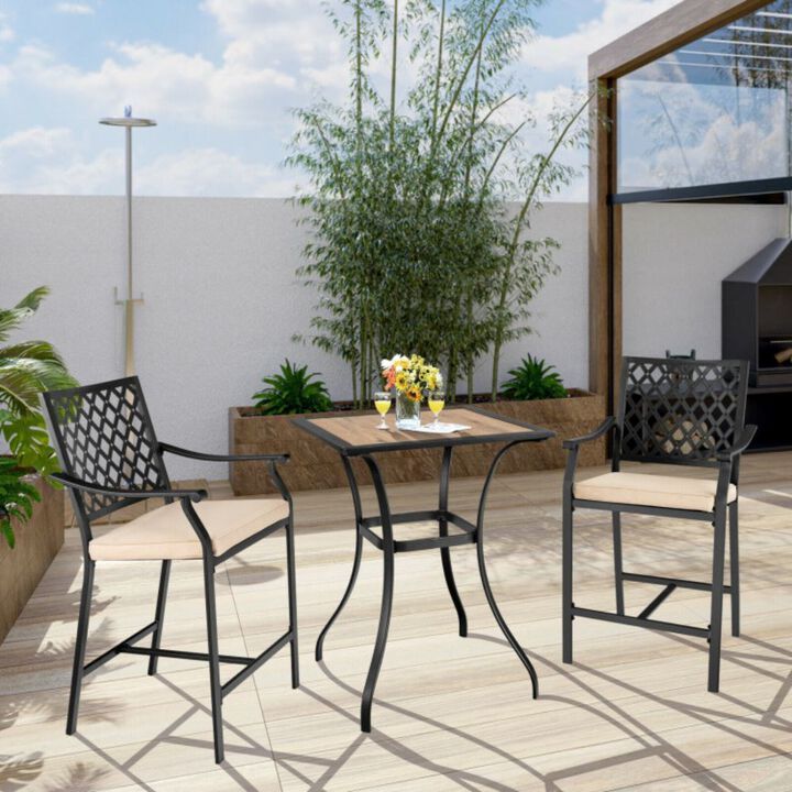 Hivago Patio Square Bar Table for Garden Backyard