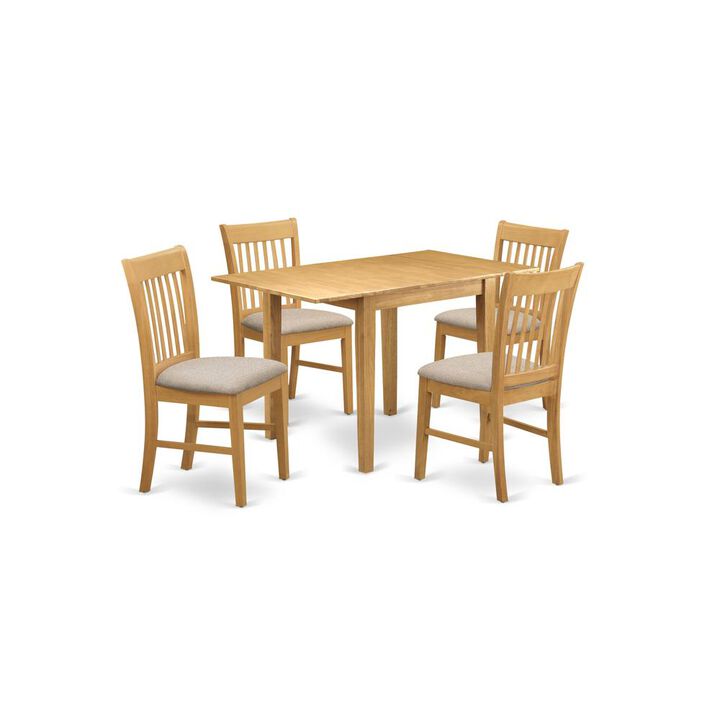 East West Furniture Dining Room Set Oak, NDNO5-OAK-C