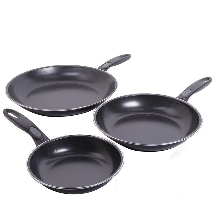 Gibson Home Aventura 3 piece Frying Pan Set in Black