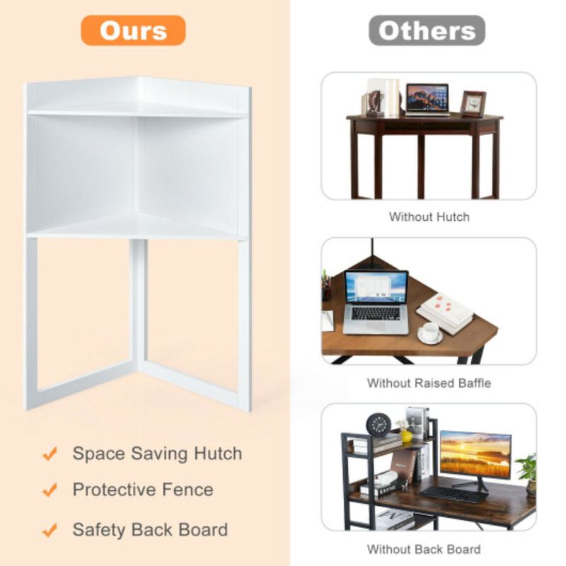 Corner Computer Desk with Hutch and Storage Shelves