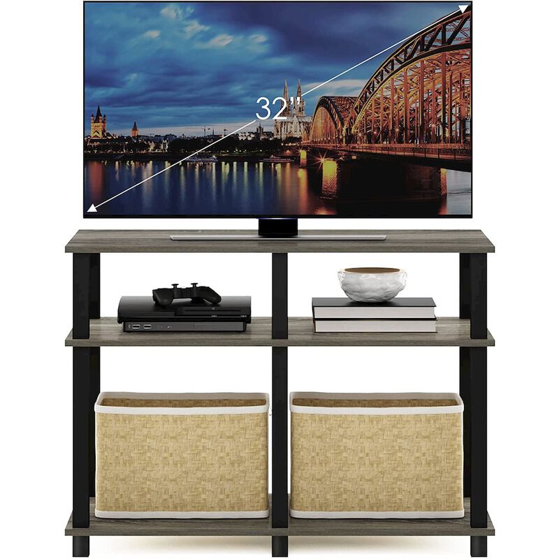 Furinno Romain Turn-N-Tube TV Stand for TV up to 40 Inch, French Oak/Black