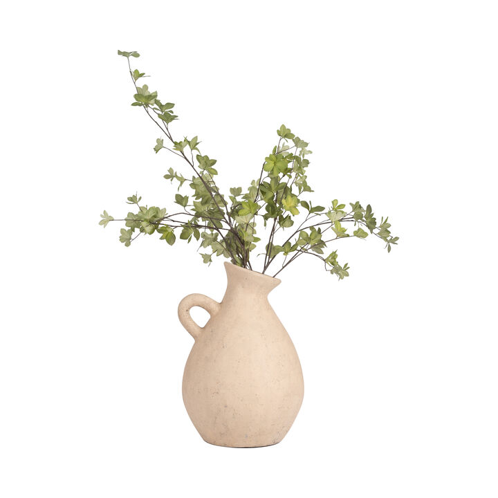 Terracotta, 17" Organic Jug With Handle, Ivory