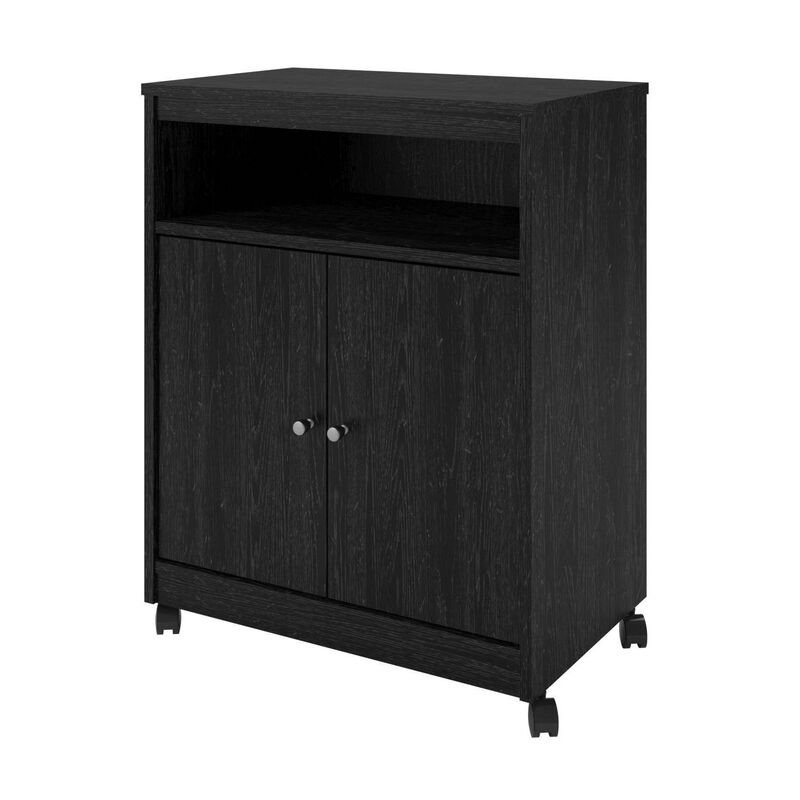 QuikFurn Black Utility Cart / Kitchen Microwave Cart with Casters image number 3