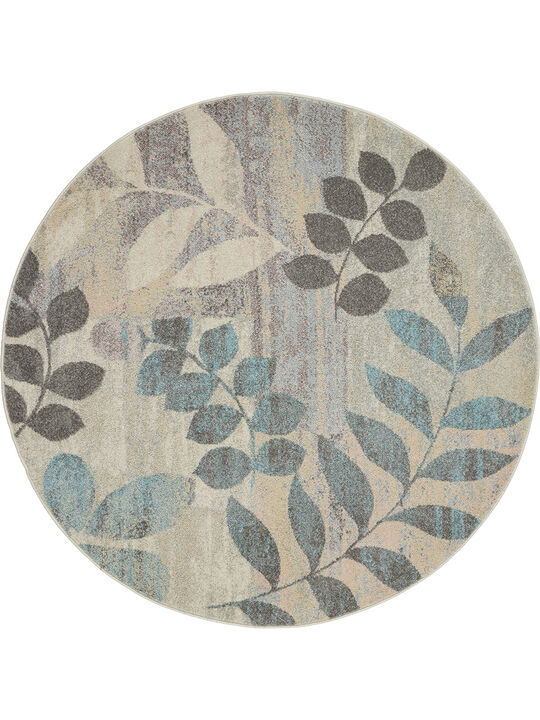 Tranquil TRA01 Ivory/Light Blue 5'3" x Round Rug
