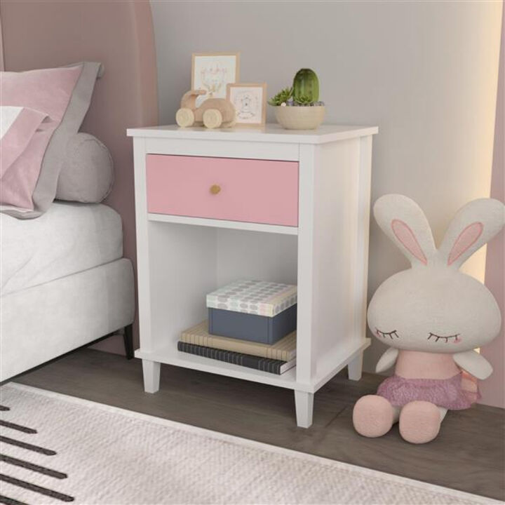 Wooden Nightstand with One Drawer One Shelf