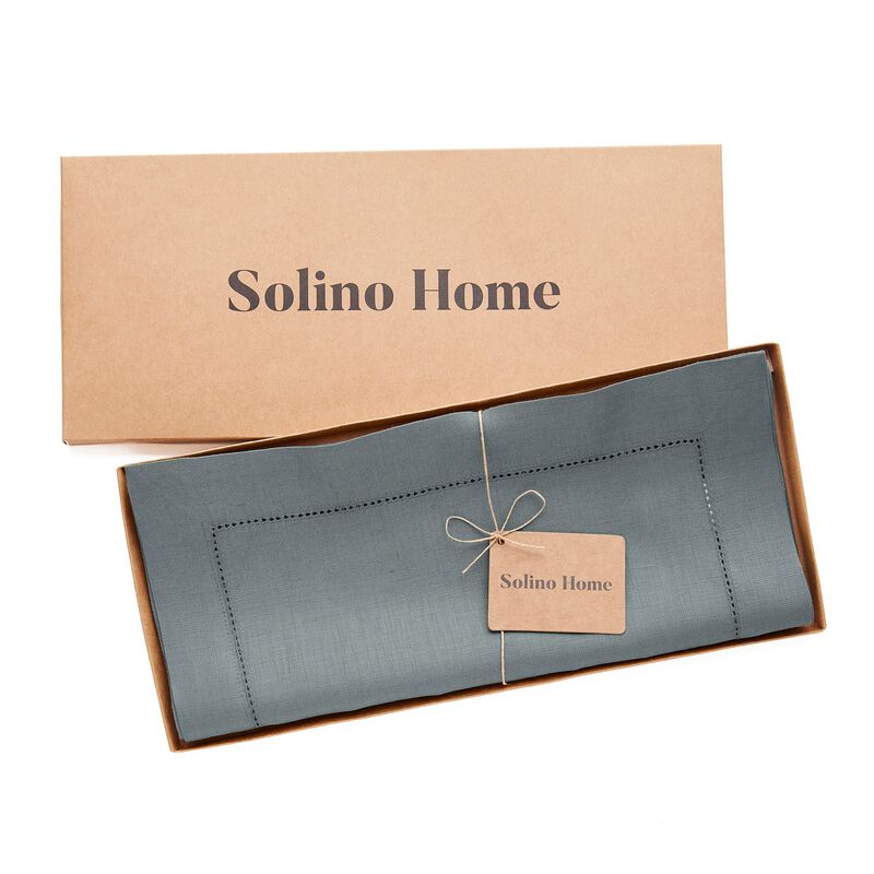 Solino Home 100% Pure Linen Table Runner - Classic Hemstitch