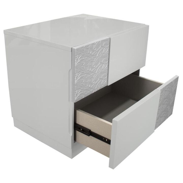 Best Master Furniture Best Master Naple 2-Drawer Poplar Wood  Bedroom Nightstand in Gray/Silver Line