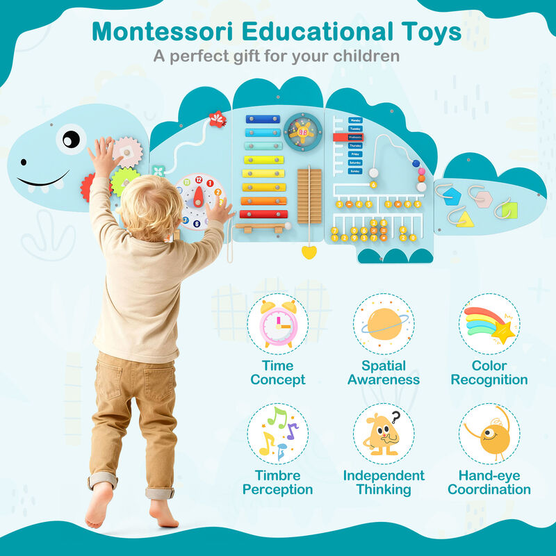 Dinosaur Busy Board 11-in-1 Activity Wall Panels for Education & Early Development image number 5