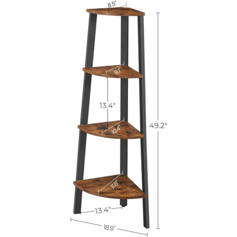 Narrow 3-Shelf Corner Shelving Unit Plant Stand Bookcase in Wood