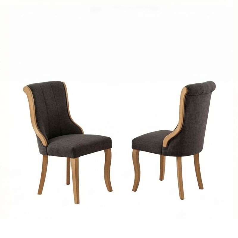 GOODSILO Mid-Century Modern Upholstered Dining Chairs with Curved Wood Trim and Sculpted Legs for Comfortable Seating in Sets of Two image number 0