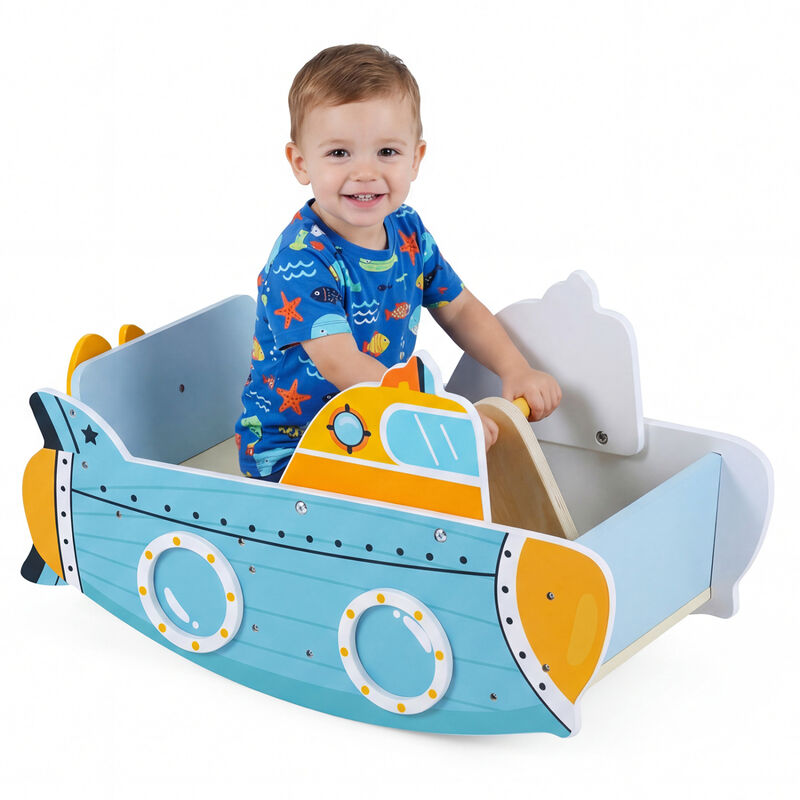 Kids Submarine Climbing Toy Wooden Rocking Climber with Propeller image number 3