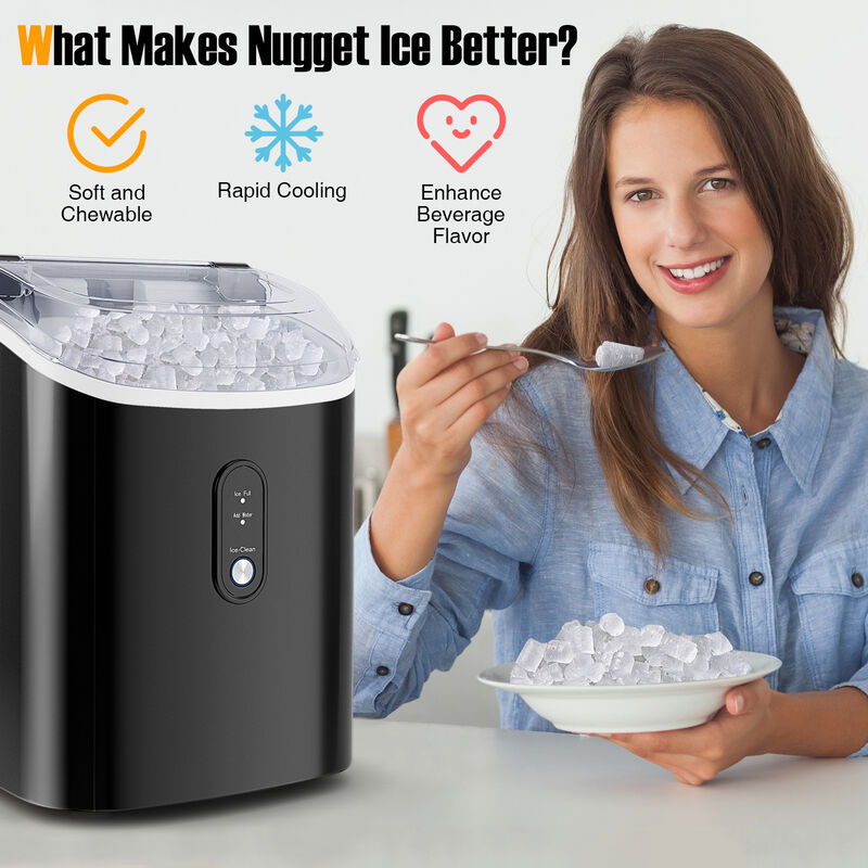 Countertop Nugget Ice Maker with Soft Chewable Pellet Ice for Home or Office Use