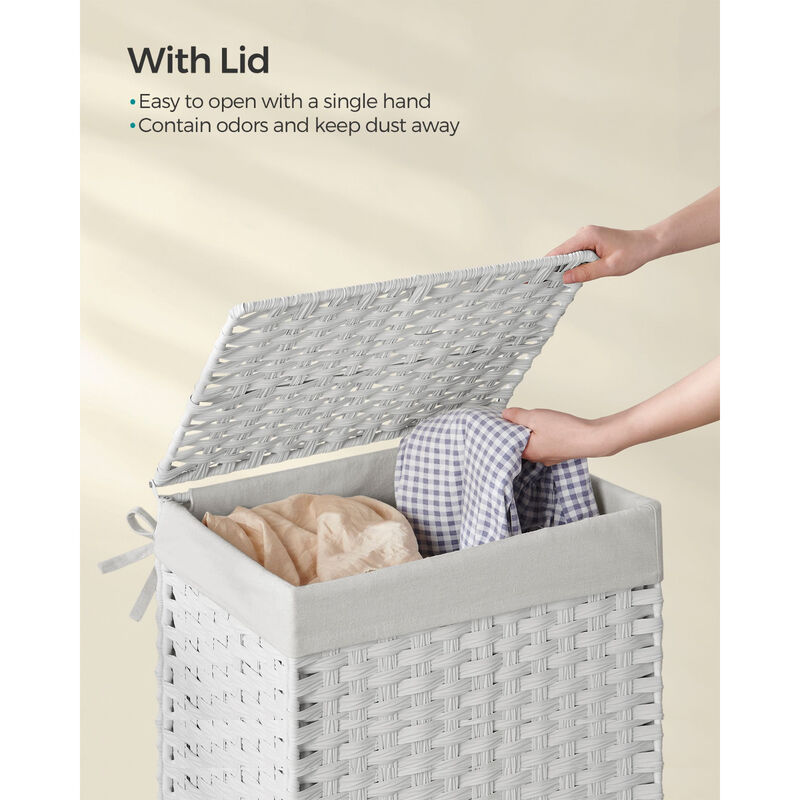 Laundry Hamper with Lid &ndash; Durable Synthetic Rattan Basket for Clothes, Towels & Family Laundry