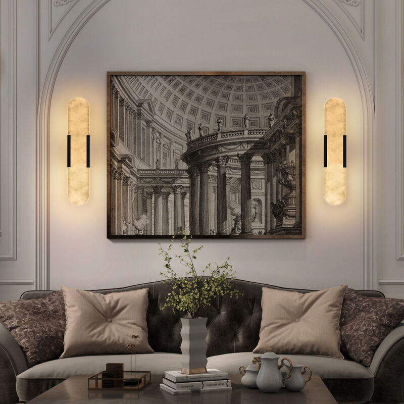 3.5 in. 1-Light LED Wall Sconce with Stone Shade (Set of 2) image number 8