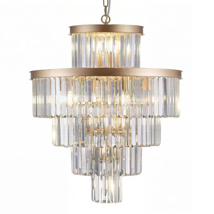 ELEMENT ACE Golden Luxury Crystal Chandelier Modern Lighting Fixture Hanging Pendant Light for Dining Room Bedroom Living Room