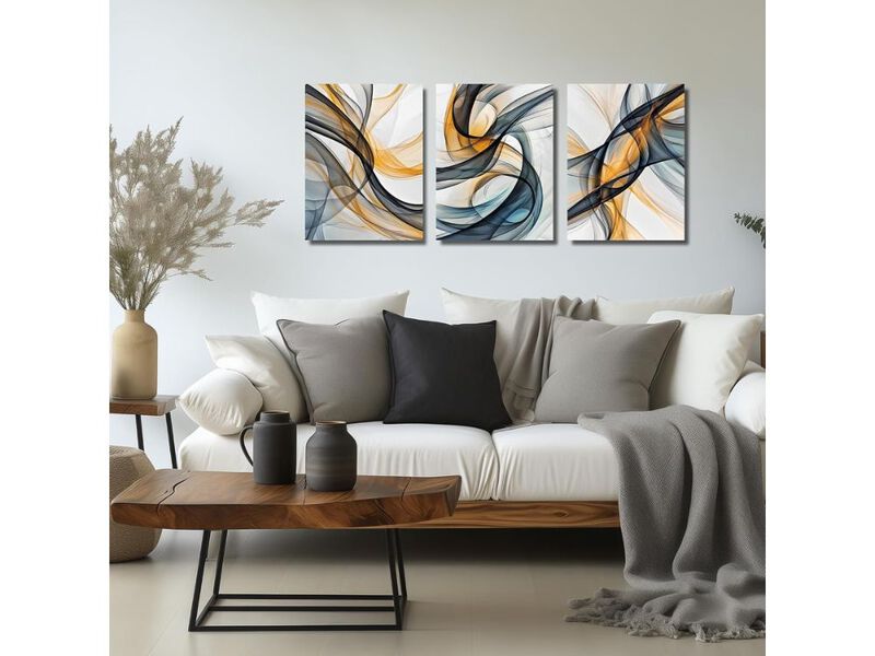 Abstract Wall Art 3 Piece Canvas Modern Decor for Living Room Bedroom Office Home image number 1