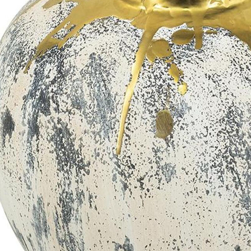 HomeRoots 12" Gray Ivory And Gold Modern Abstract Ceramic Table Vase image number 3