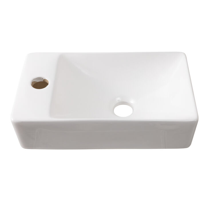 Felix 15 in. W x 8 in. D Modern Wall Mounted Rectangular Ceramic Mini Sink