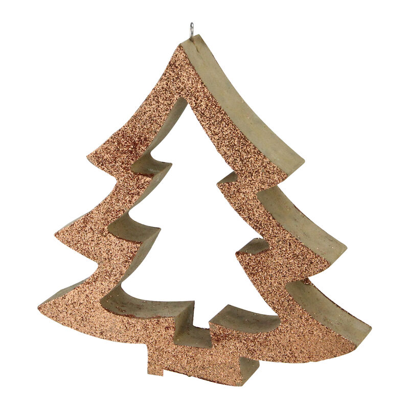 7" Brown Glittered Cutout Christmas Tree Ornament image number 0