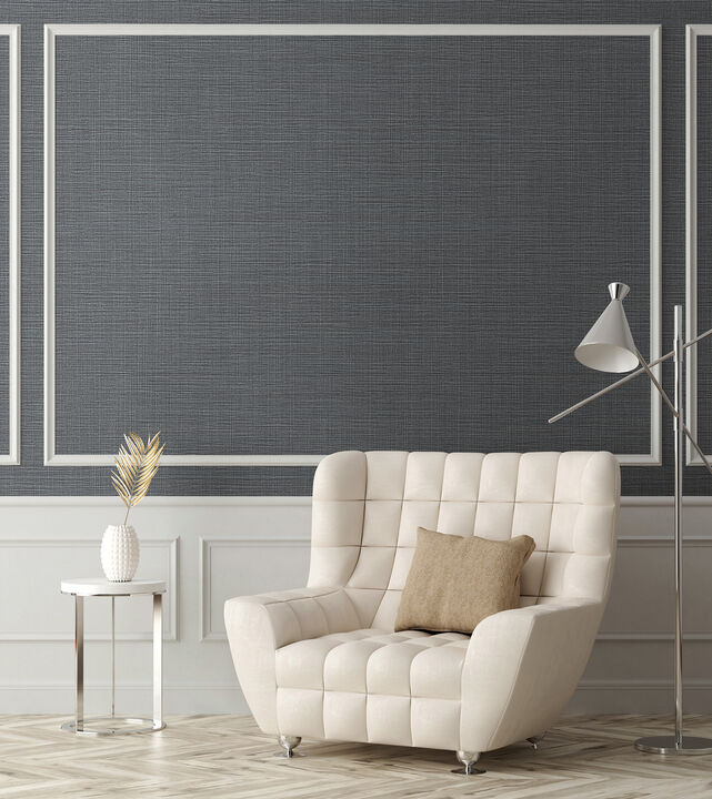 Premiere Charcoal Faux Linen Wallpaper
