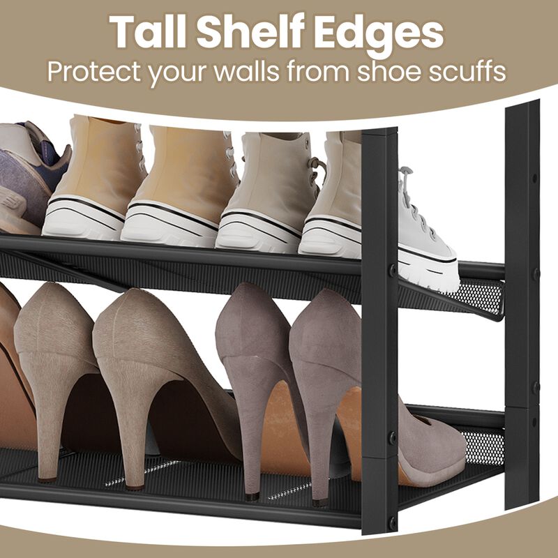 4 Tier Adjustable Mesh Shoe Storage Rack Space Saving Organizer image number 4