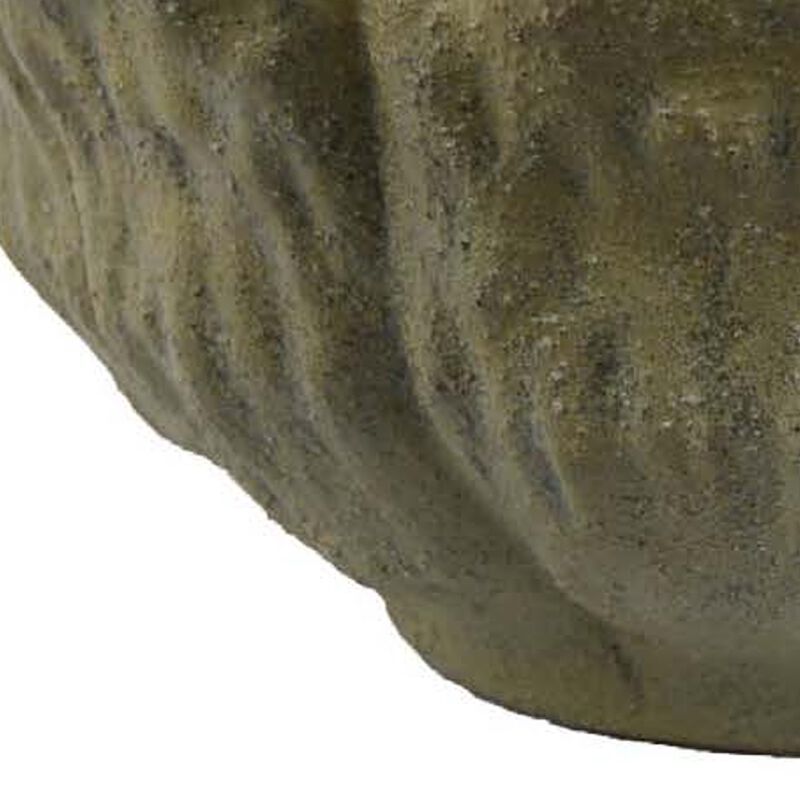 Bobo Decorative Bowl, Floral Design, 17 Inch Olive Green Ceramic