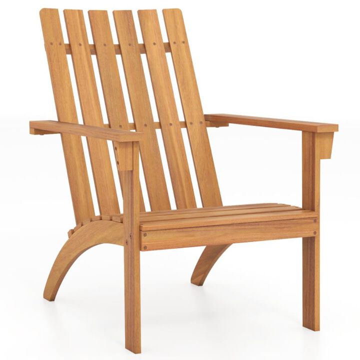 Hivvago Acacia Wood Patio Adirondack Chair with Inclined Seat and High Backrest for Porch