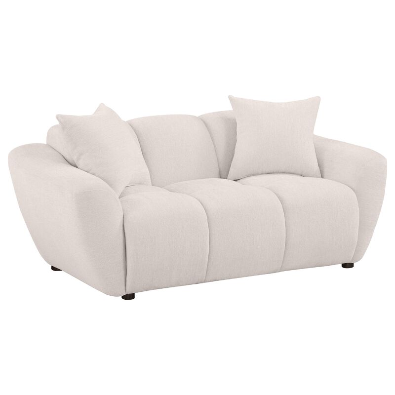 Decy Loveseat, 2 Pillows, Greige Chenille, Wide Grid Tufted, 72 Inch image number 2