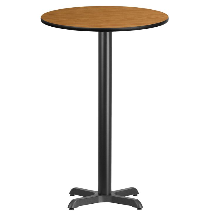 Flash Furniture Stiles 24'' Round Natural Laminate Table Top with 22'' x 22'' Bar Height Table Base