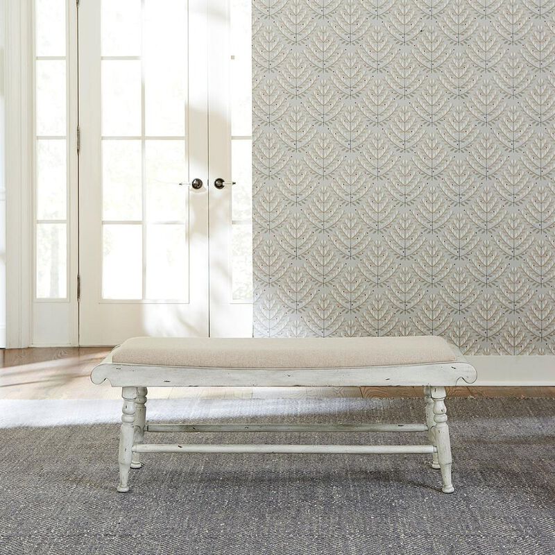 Liberty Furniture Whitney Bench (RTA) in Antique Linen w/ Weathered Gray image number 4