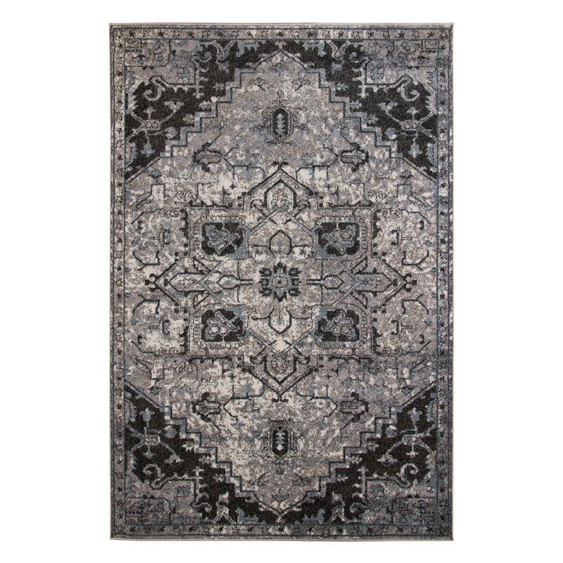 2 x 3 gray Medallion Power Loom Area Rug image number 0