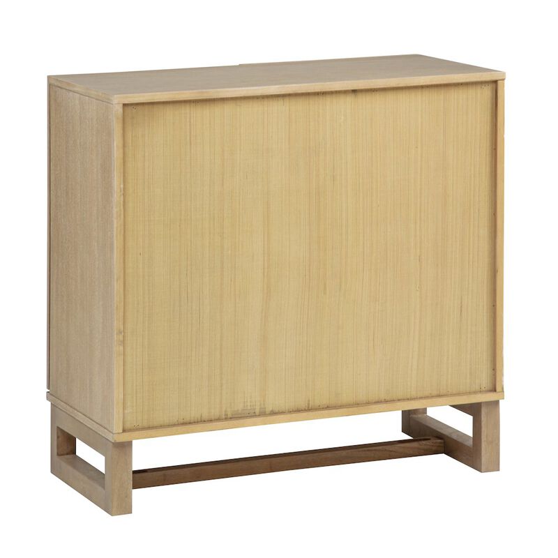 31" Wide 2-Door Accent Cabinet Natural Oak Wood Finish Boho Modern Sideboard image number 2