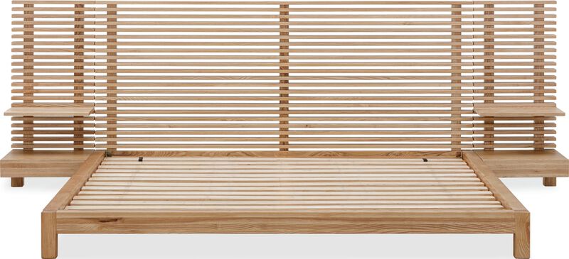 Tanner Solid Ash Wall Bed with Integrated Nightstands in Flaxen