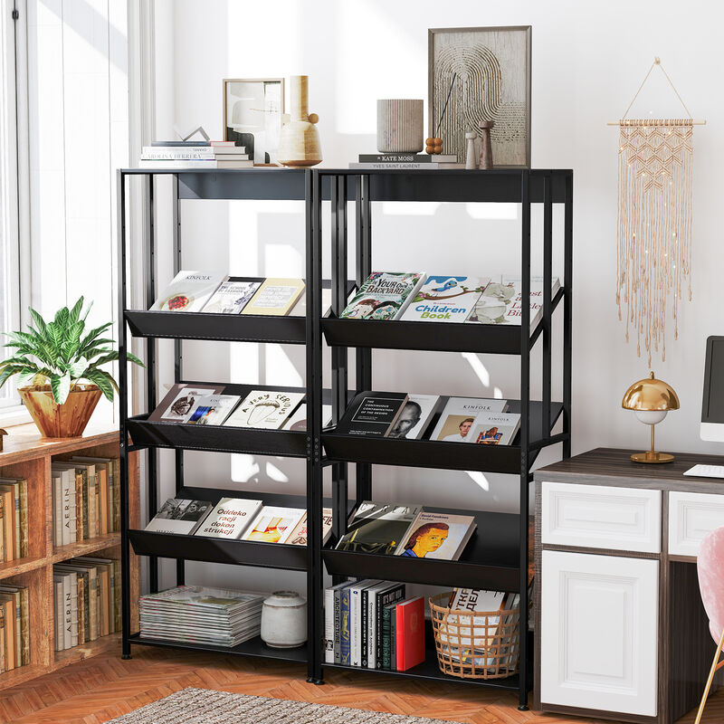 Versatile 5-Tier Bookshelf with Tiltable and Adjustable Shelves – Organize with Ease