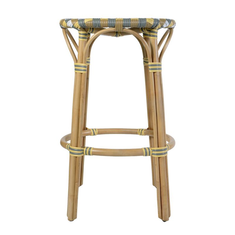 Butler Specialty Ballito 30 in. Seat Height Oval Rattan Bar Stool with Footrest, Yellow and Brown image number 4