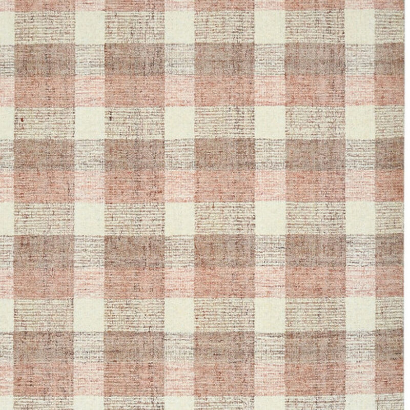 HomeRoots 4' X 6' Pink And Ivory Wool Plaid Hand Tufted Area Rug image number 3