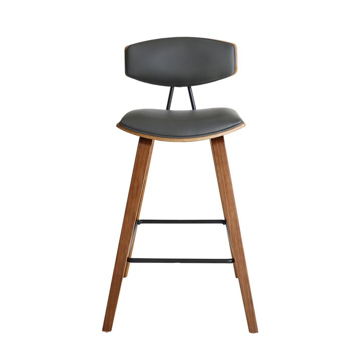 28.5 Inches Contoured Seat Leatherette Barstool, Brown-Benzara
