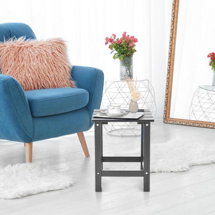 Hivvago Patio Square Wooden Slat End Side Coffee Table for Garden