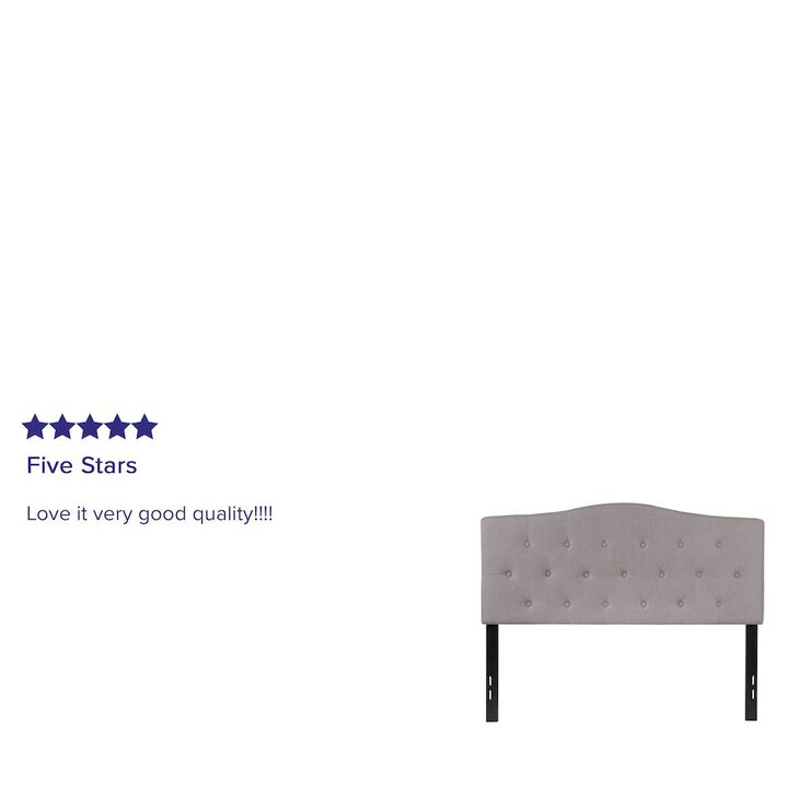 Flash Furniture Tufted Upholstered Full Size Headboard in Light Gray Fabric