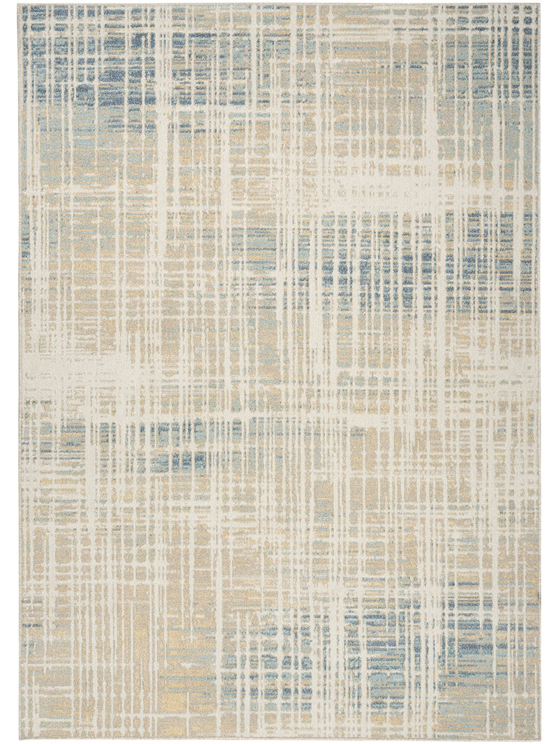 Washable Decor WSD07 Beige/Blue 6'7" x 9' Rug