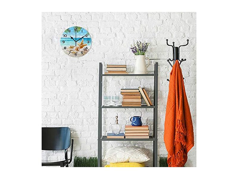 Tropical Seashells Starfish Beach Wall Clock Silent Non Ticking image number 3