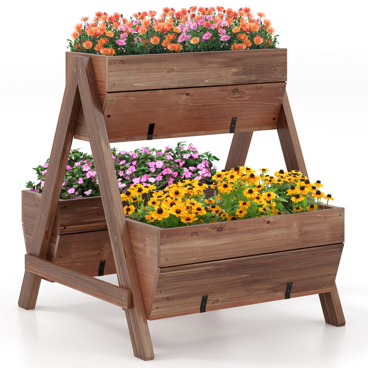 Vertical Raised Garden bed with 3 Wooden Planter Boxes