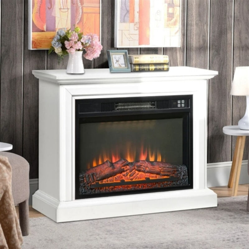 Electric Fireplace Heater Dimmable Flame Effect and Mantel with Remote Control