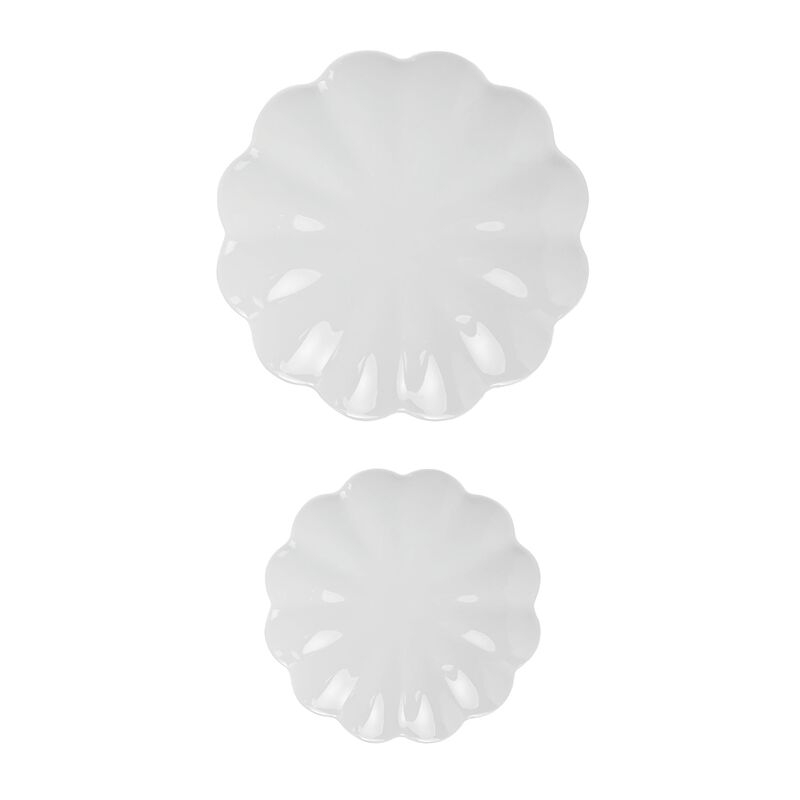 White Scalloped Serving Tray Set image number 0