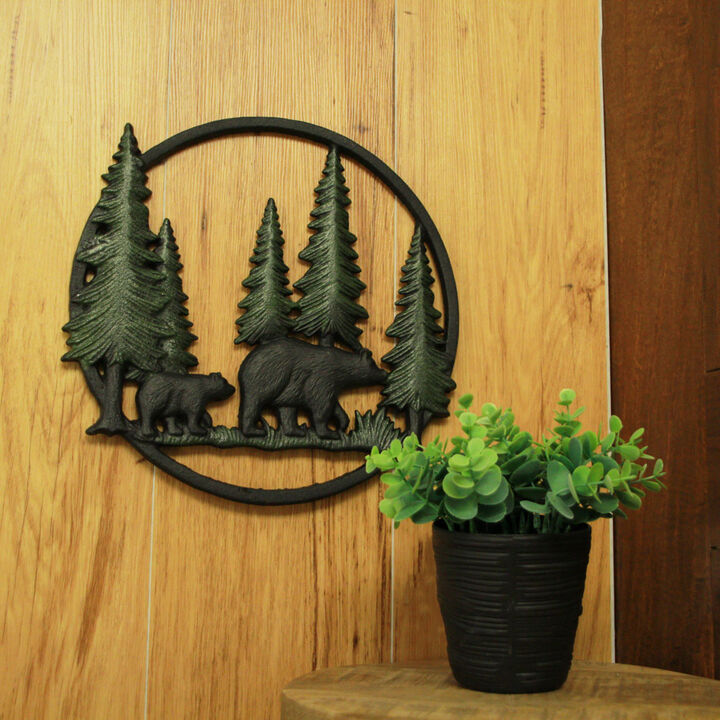 Black Bears in Forest Wall Hanging - 12" - Cabin Decor