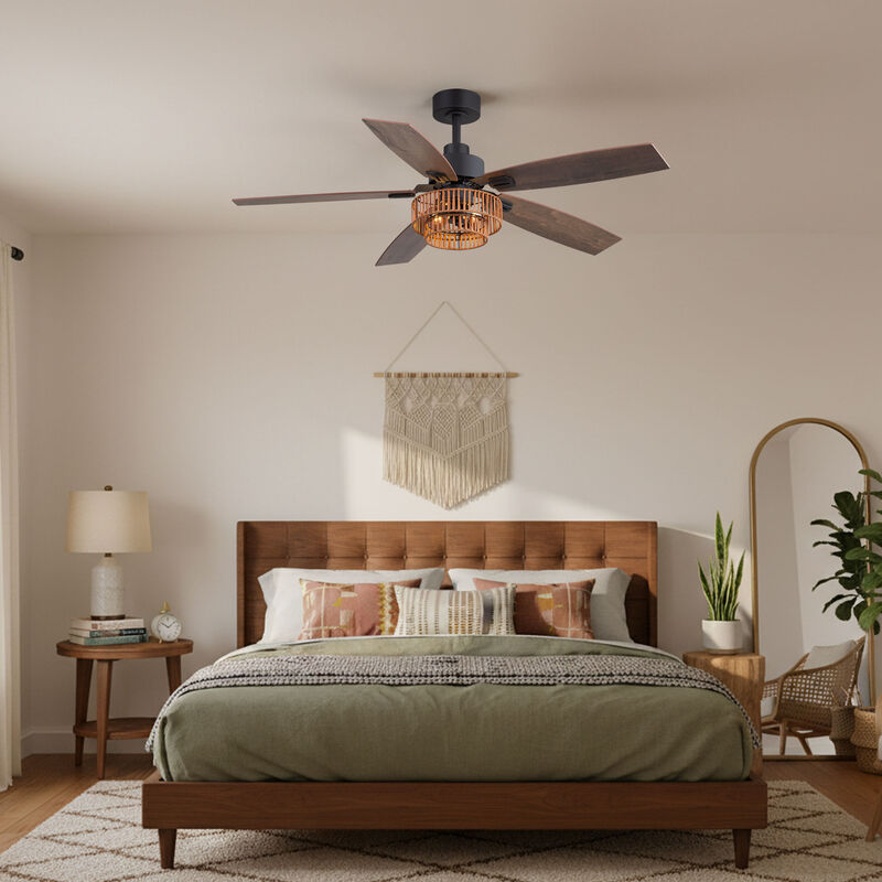Breezary 52" Ceiling Fan with Lights,Wood Blades, Remote Control, 6 Speeds image number 9