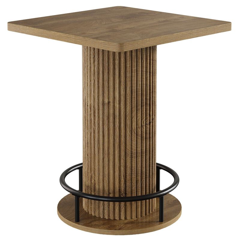 39 Inch Brown Counter Height Bar Table with Metal Footrest for Apartment and Cafe image number 0