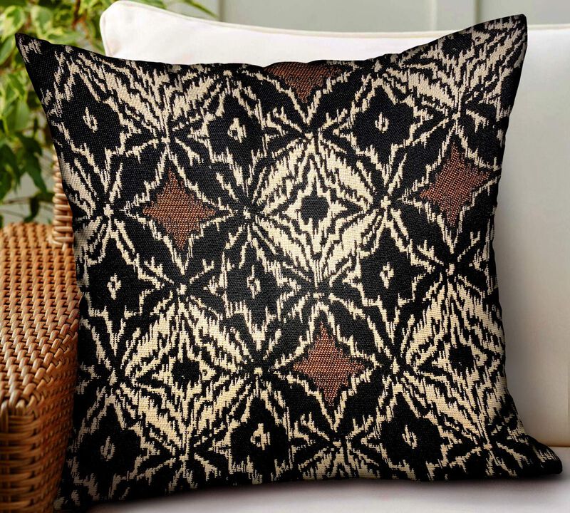 Plutus Brands Daliah Ice Black Chevron Luxury Outdoor/Indoor Throw Pillow