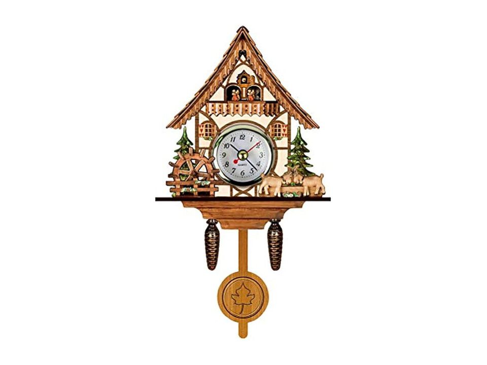 Vintage Cuckoo Retro Wooden Birdhouse Wall Clock Wood Home Decor