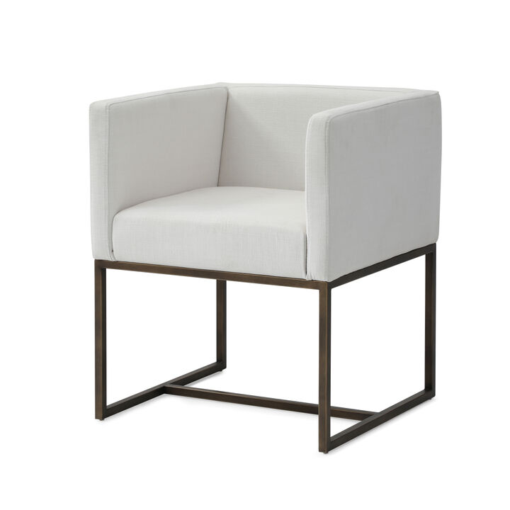 Marty Modern Off-White & Copper Antique Brass Dining Chair